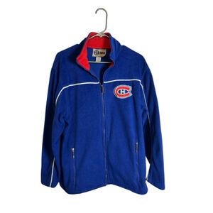 Vintage Montreal Canadiens NHL Fleece Men's Pullover, Blue, Embroidered